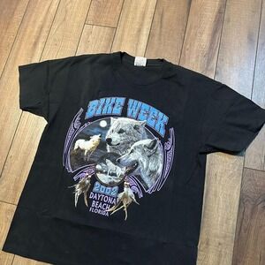 Vintage 2002 Daytona Beach Bike Week‎ wolf tee size large